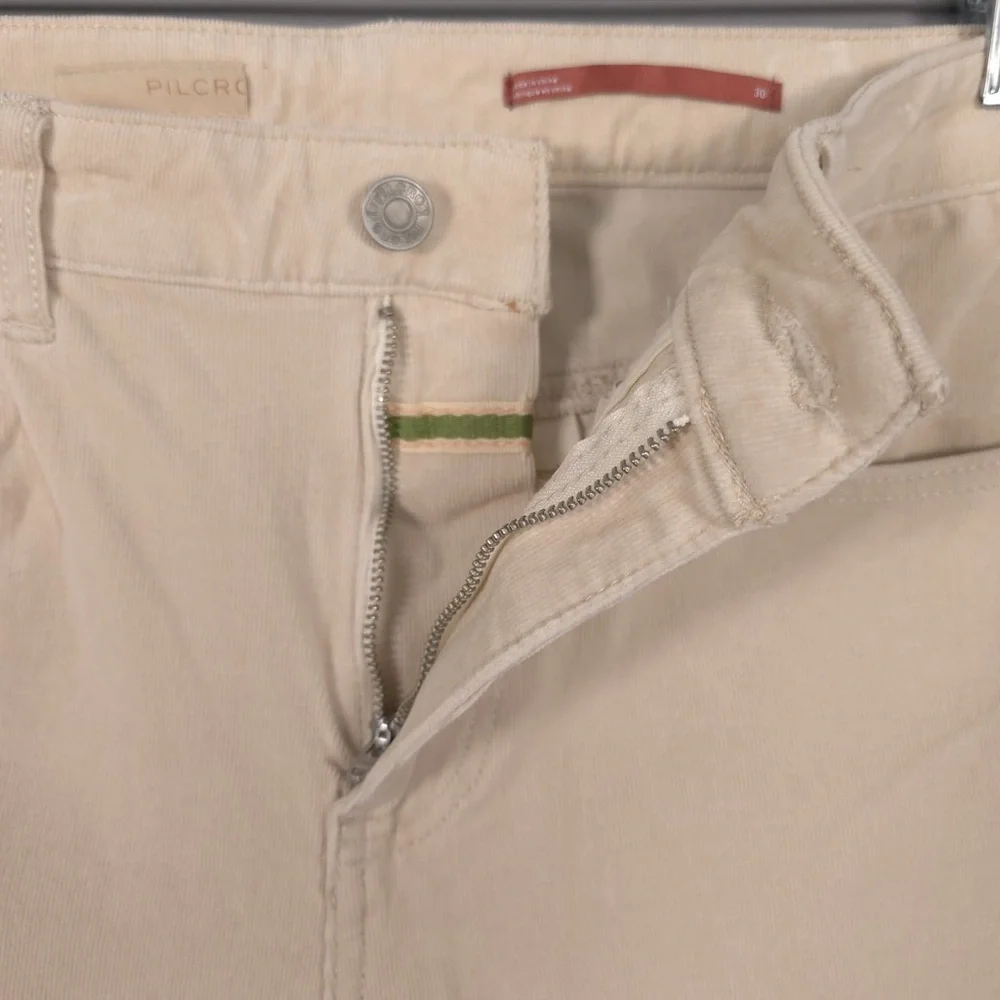 ANTHROPOLOGIE PILCRO Women’s Corduroy High Rise Skinny Pants 30 Slim Cream Tan‎